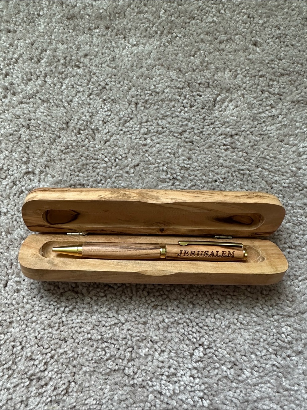 Wooden Ballpoint Pen with Jerusalem Engraving